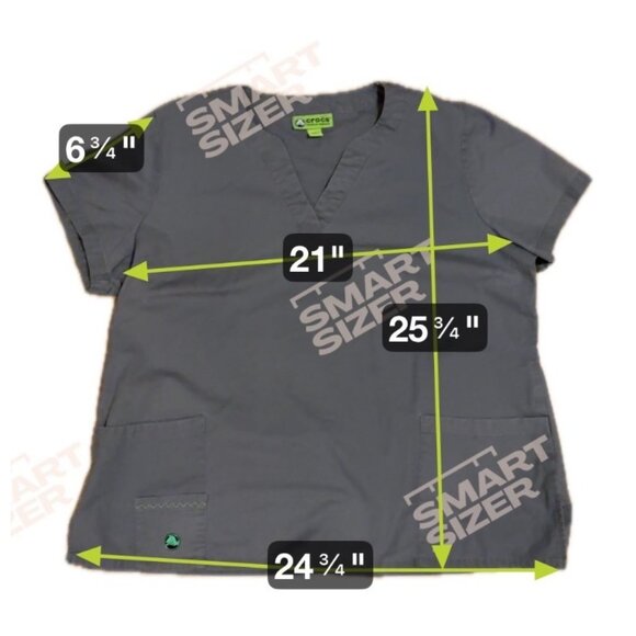Crocs Medical Apparel XXLT Charcoal Grey Short Sleeve V-Neck Scrub Top With Pock - Picture 7 of 7